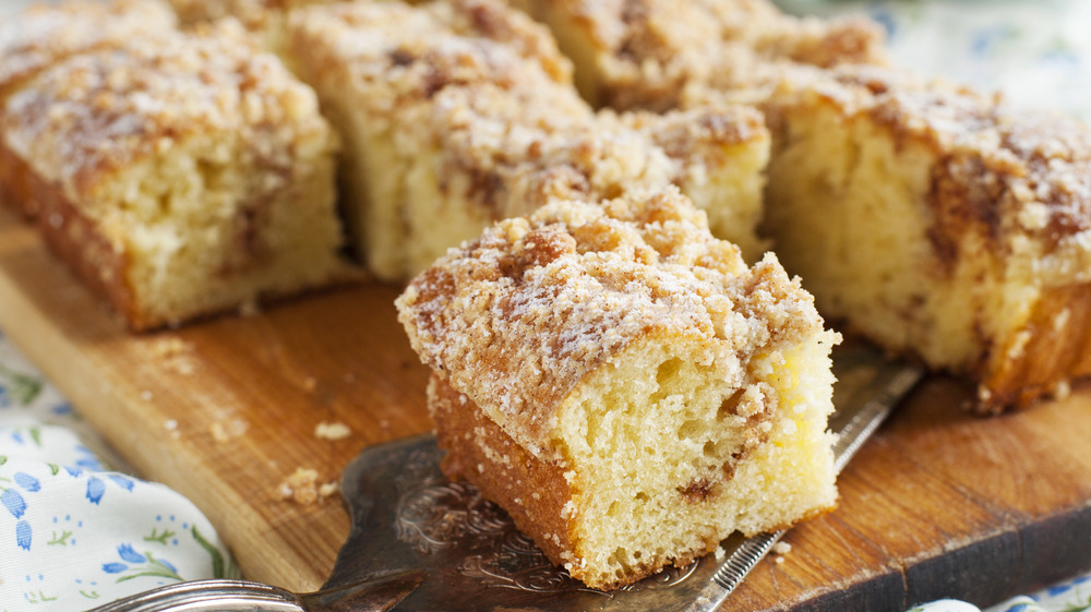 Square pieces of coffee cake