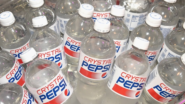 Crystal Pepsi bottles in bucket
