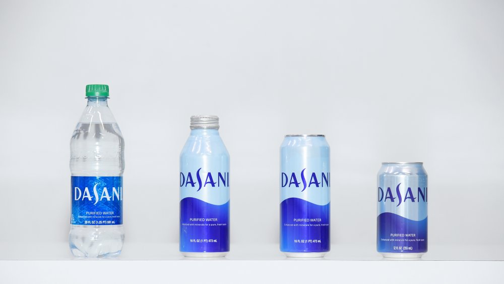 Dasani water in a number of different containers