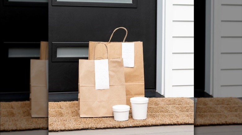 food bags on front porch