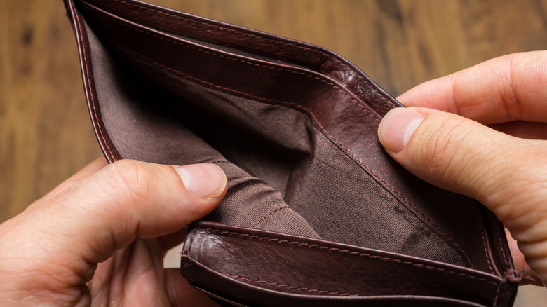 closeup of empty wallet