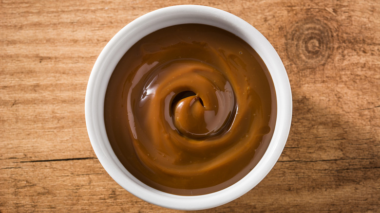 A small bowl of dulce de leche