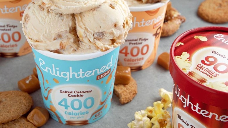 Enlightened Ice Cream in orange and blue pints