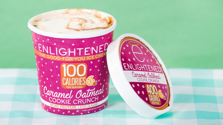 A pink carton of Enlightened ice cream