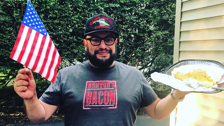 carl ruiz with american flag