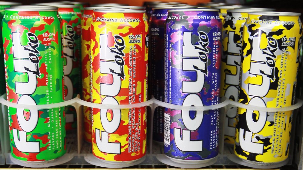 Cans of Four Loko on a store shelf