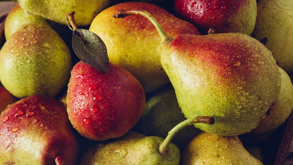 red and green pears