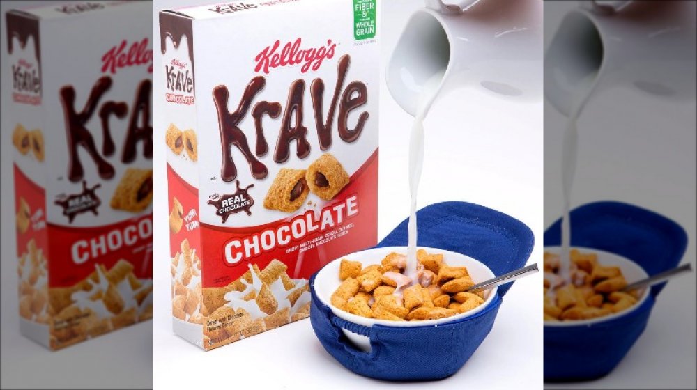 Kellogg's Krave in a bowl with milk