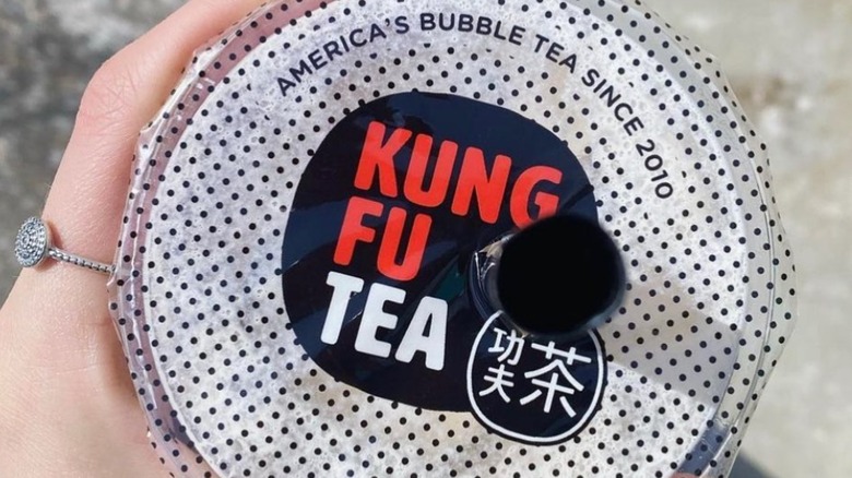Kung Fu Tea label on plastic cup
