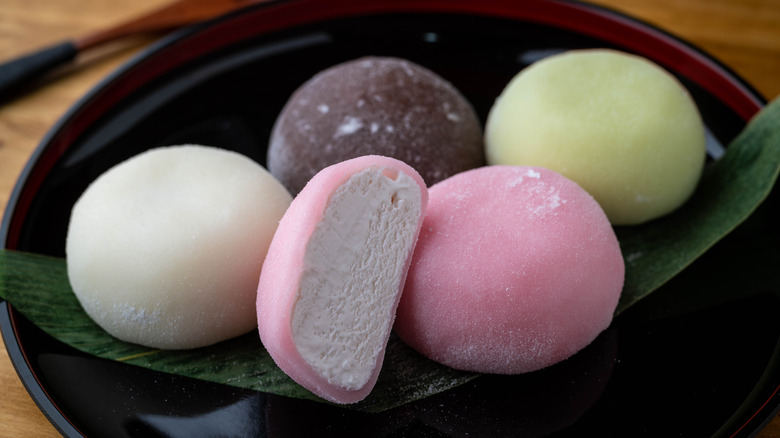 Mochi ice cream on a plate