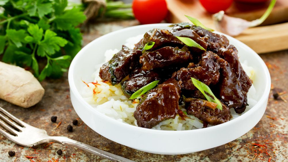 Mongolian Beef in a bowl