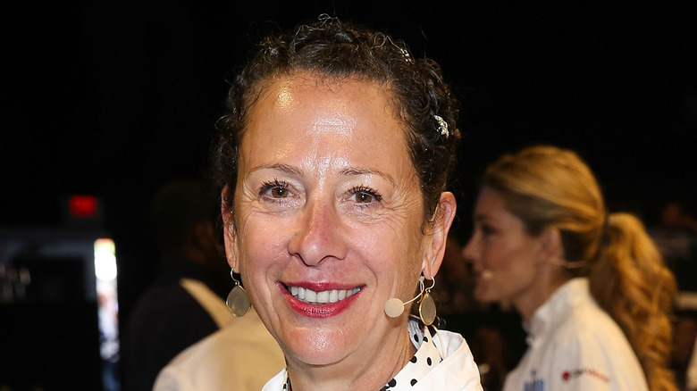 Nancy Silverton in 2014 wearing a mic