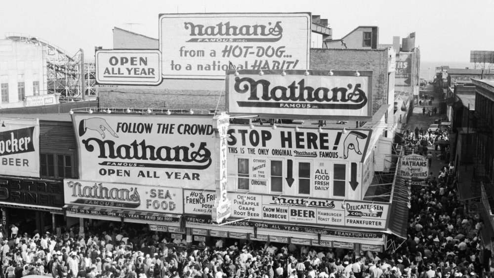 Nathan's Famous hot dogs crowds