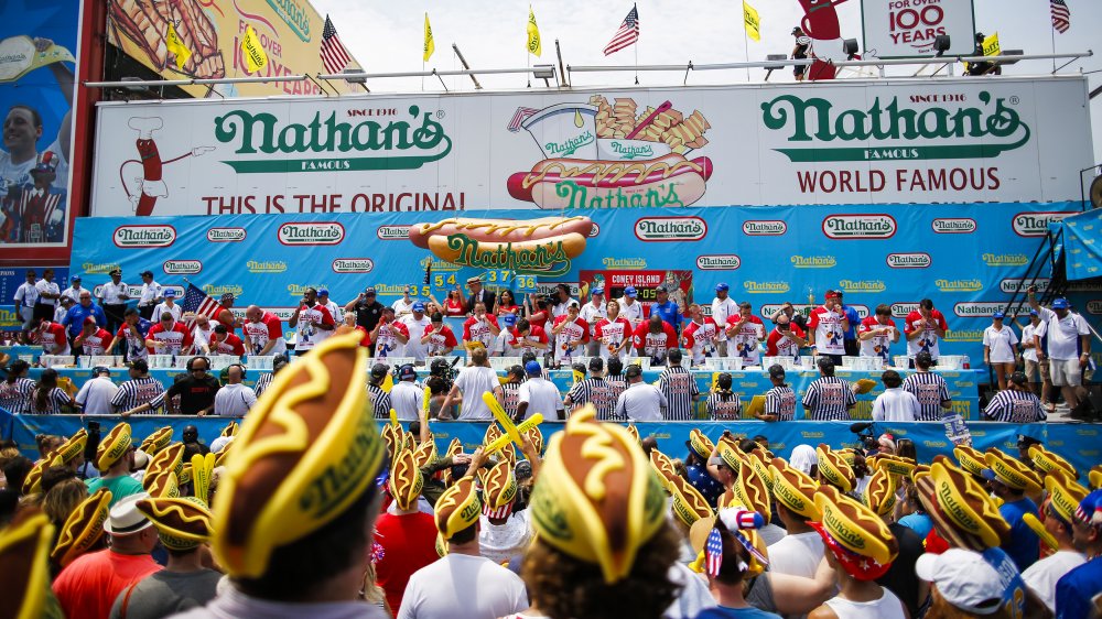 nathan's famous hot dog contest fans