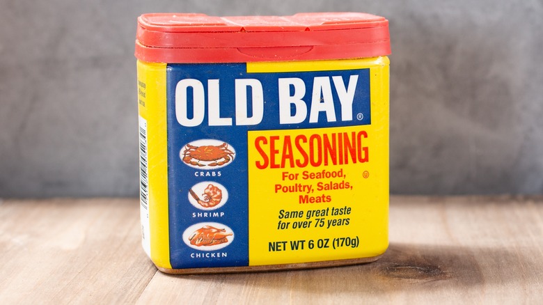close up of container of Old Bay Seasoning