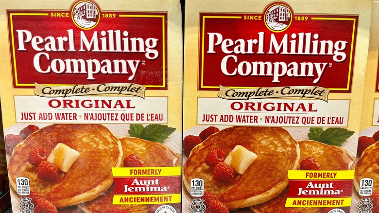 Boxes of pancake mix from the Pearl Milling Company