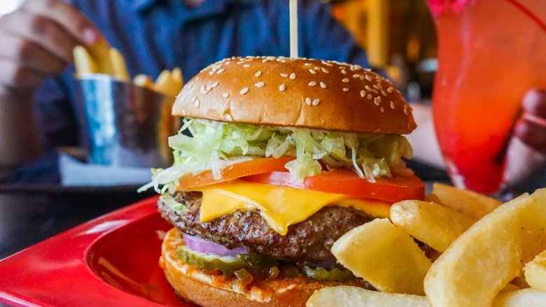 burger with fries