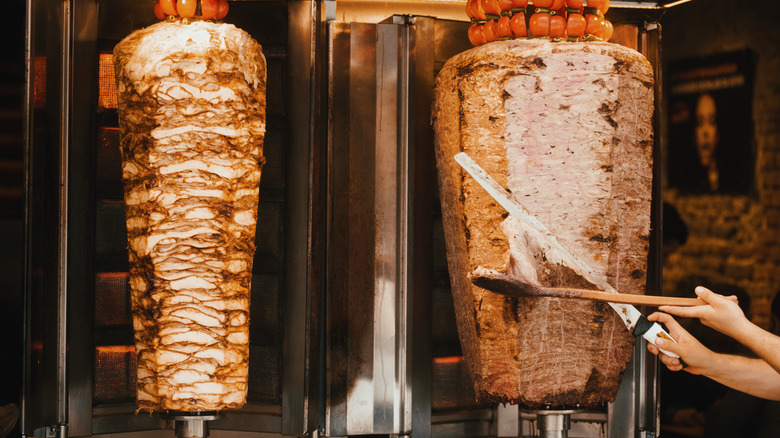 Shawarma on a vertical rotisserie machine