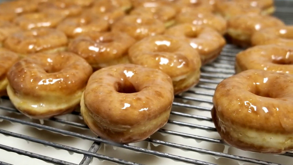 Just-made Shipley glazed doughnuts