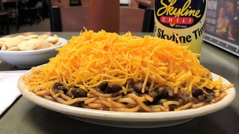 Skyline Chili spaghetti and coneys