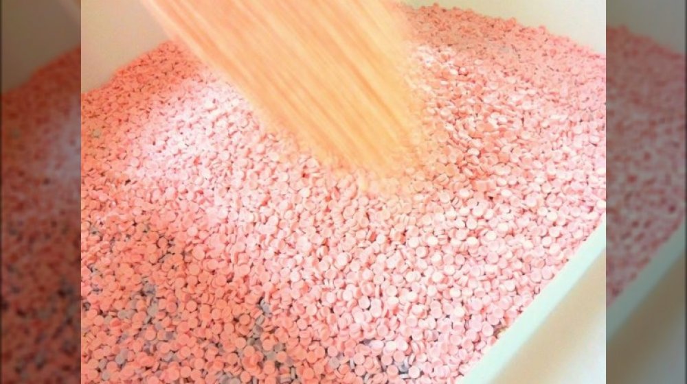 Smarties in a bin