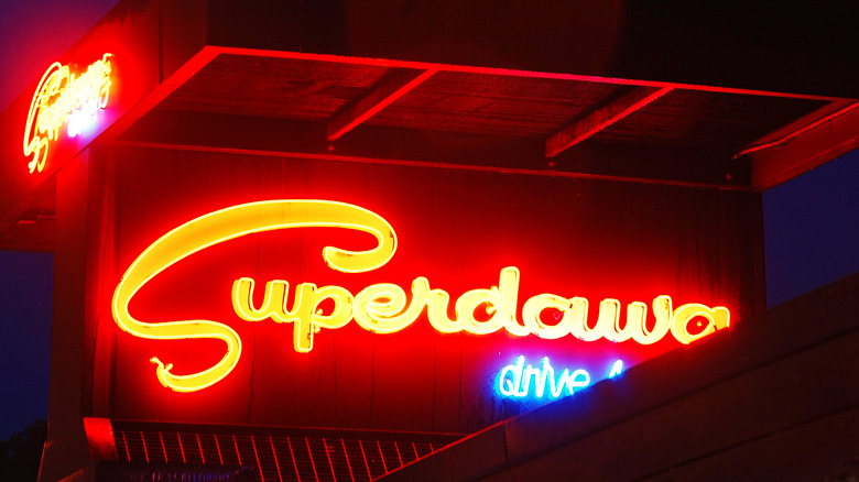 Closeup of Superdawg mascots