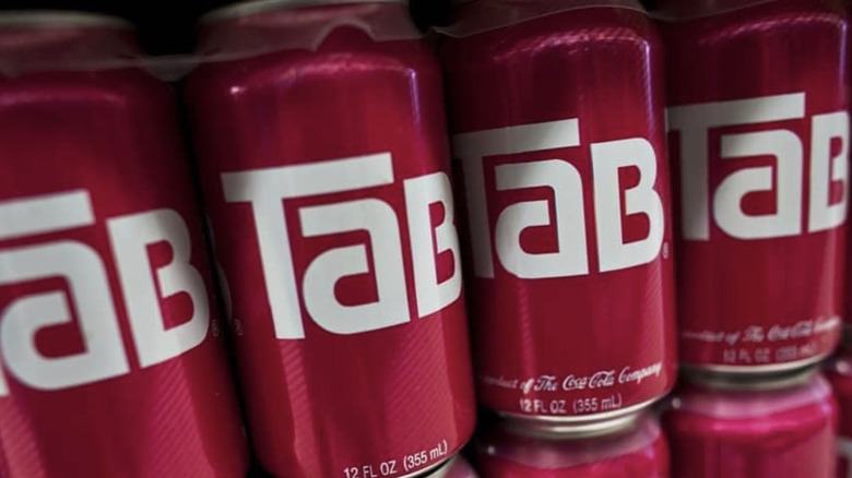 pink cans of tab
