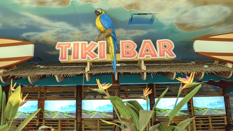 Tiki bar with parrot mascot