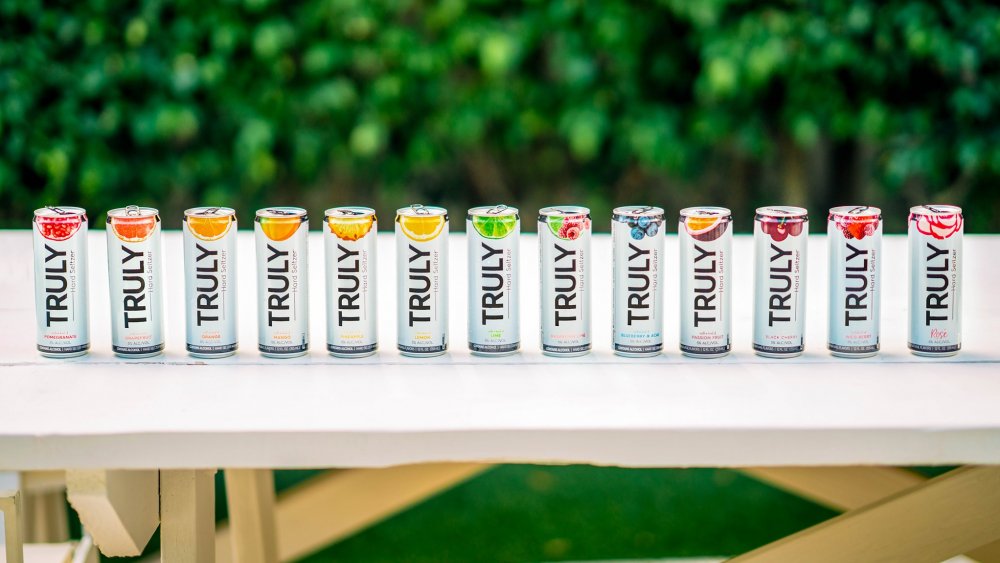 Cans of Truly Hard Seltzer lined up