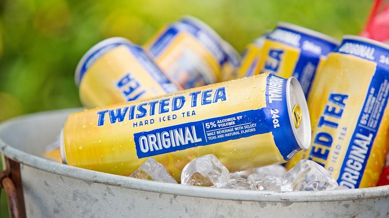 Cans of Twisted Tea in ice bucket