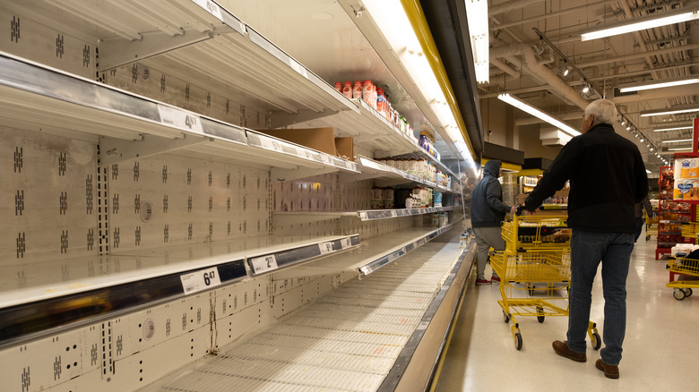 Empty supermarket shelves