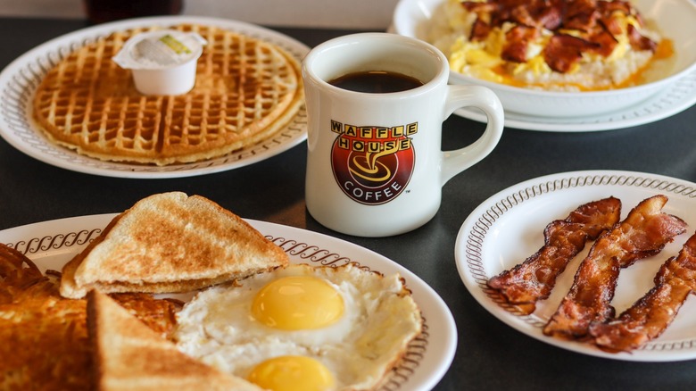 table of food at Waffle House