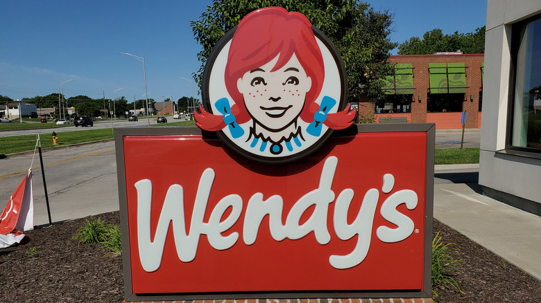 Wendy's logo on the side of a store