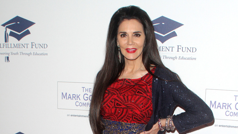 Barbara Lazaroff in a red dress