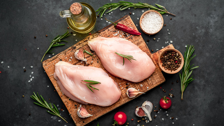 Raw chicken fillets