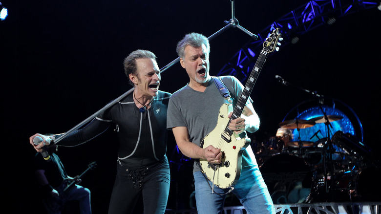 David Lee Roth and Eddie Van Halen during a performance