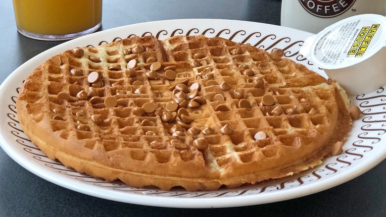 Waffle House waffle with butter and coffee