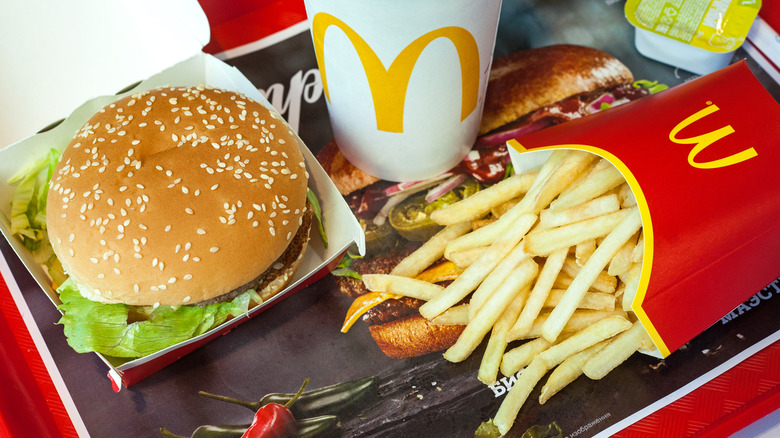 McDonald's fries, drink, burger