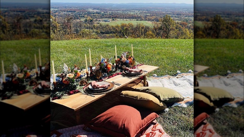 View from Bluemont Vineyard with table scape 