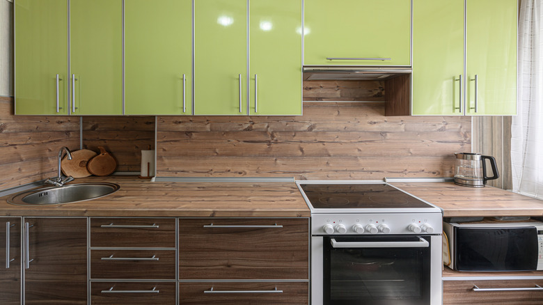 Modern wood paneled kitchen