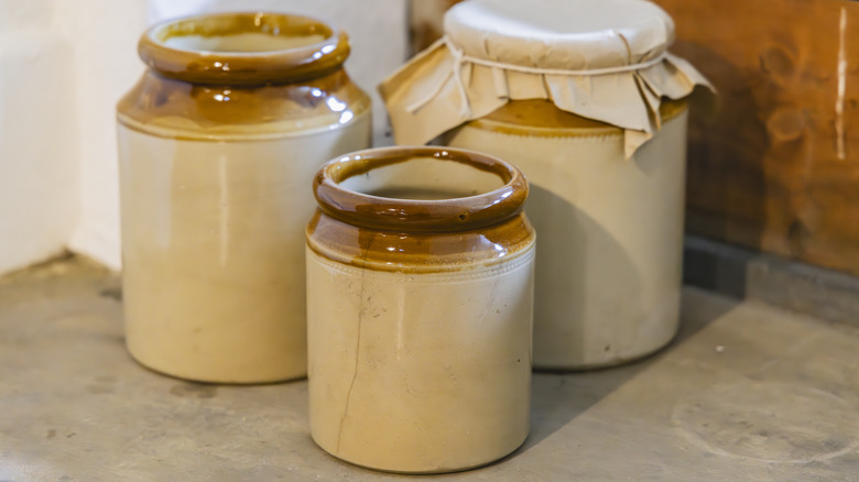 Three vintage crocks