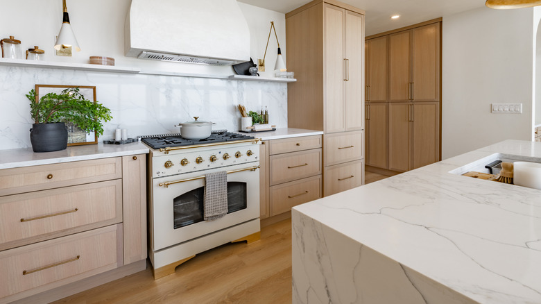 Modern kitchen with a light, white color scheme