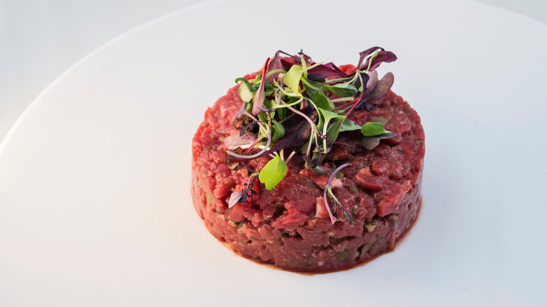 Steak tartare on a plate