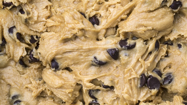 Uncooked chocolate chip cookie dough