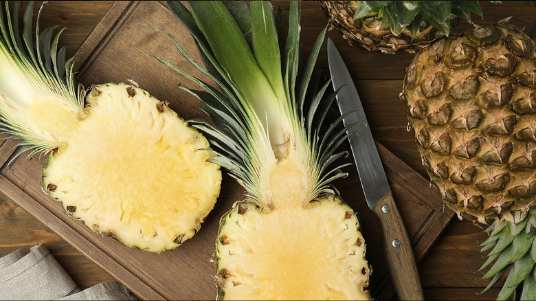Halved pineapple