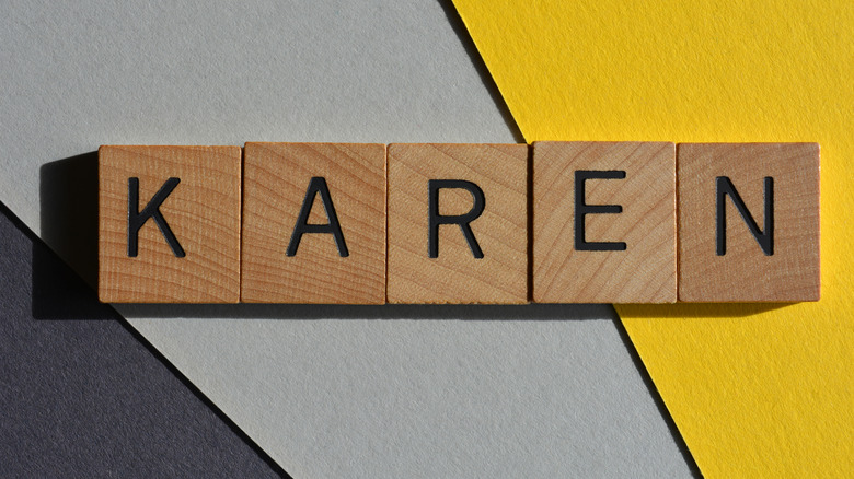 "Karen" written in Scrabble letters