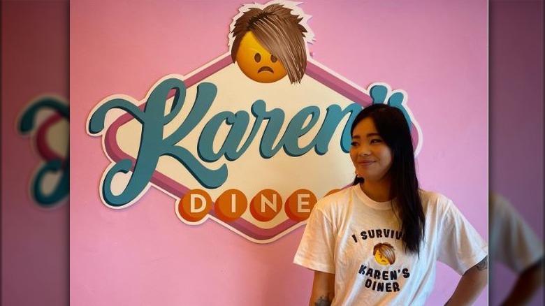 The Karen's Diner logo with a customer