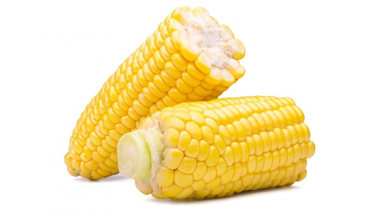 corn on the cob cut in half
