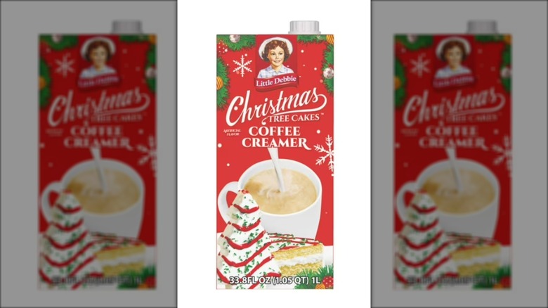 carton of flavored Christmas themed coffee creamer