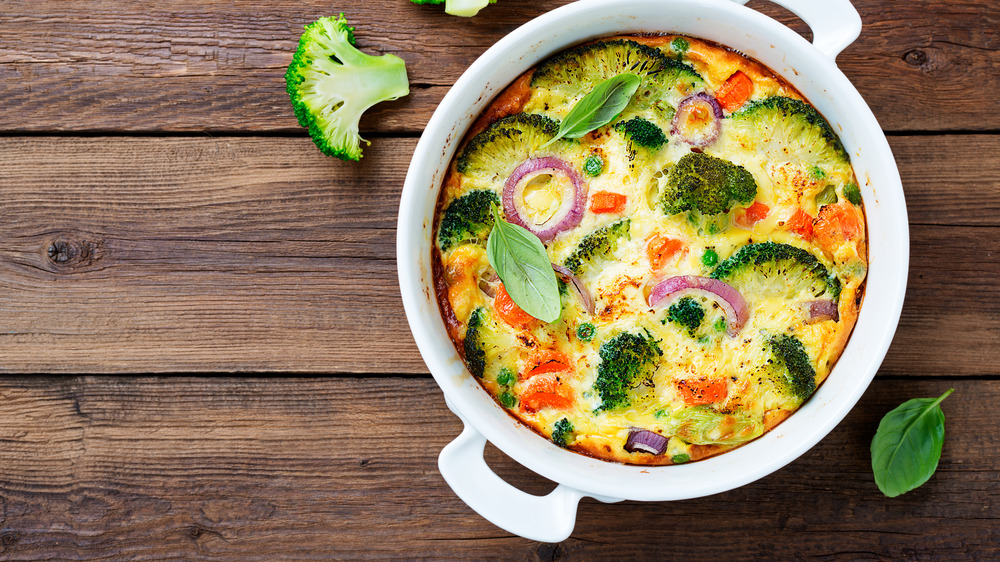 Frittata on a wooden table